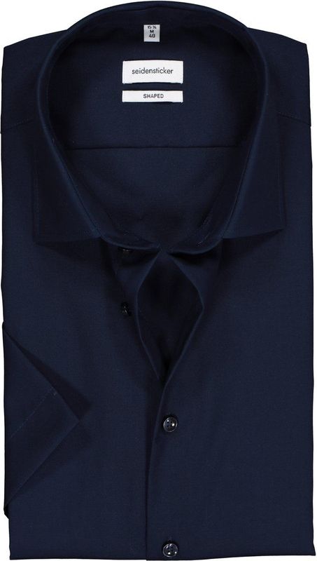 Seidensticker - Shaped Fit Overhemd - Donkerblauw - Strijkvrij - 100% Katoen