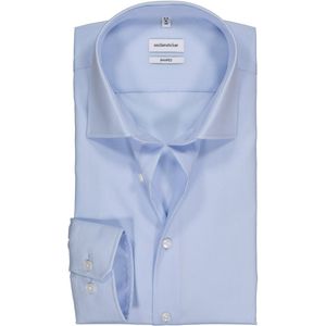 Seidensticker - Blauw Effen - Overhemd - 100% Katoen - Kent Kraag