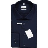 Seidensticker - Blauw Effen - Overhemd - 100% Katoen - Kent Kraag