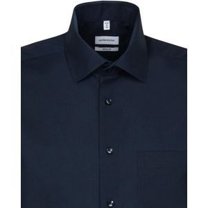 Seidensticker - Blauw Effen - Overhemd - 100% Katoen - Korte Mouwen