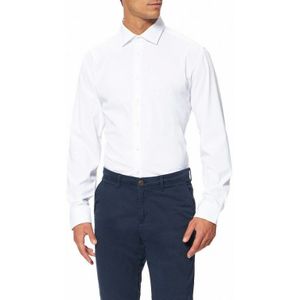 Seidensticker - Herenoverhemd - Wit - Koperstof - Slim Fit