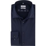 Seidensticker - Slim Fit Overhemd - Blauw - Strijkvriendelijk - Twill