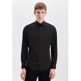 Seidensticker - Herenoverhemd - Zwart - Slim Fit - Strijkvrij