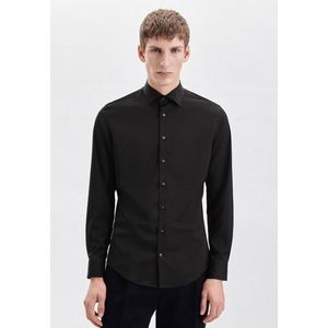 Seidensticker - Herenoverhemd - Zwart - Slim Fit - Strijkvrij