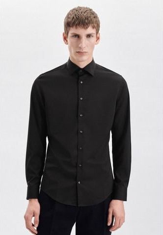 Seidensticker - Herenoverhemd - Zwart - Slim Fit - Strijkvrij
