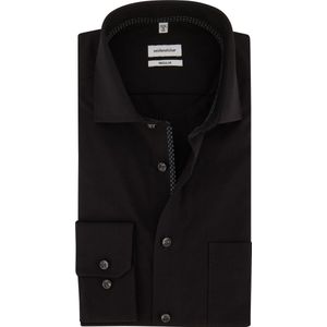 Seidensticker - Regular Fit - Herenhemd - Zwart - Katoen