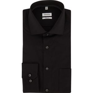 Seidensticker - Regular Fit - Herenhemd - Zwart - Katoen
