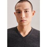 SEIDENSTICKER - Trui - Grijs Gemêleerd - Wol - V-hals - Lange Mouw