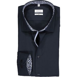 Seidensticker - Slim Fit - Overhemd - Donkerblauw