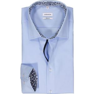 Seidensticker - Blauw Effen - Overhemd - 100% Katoen - Kent Kraag