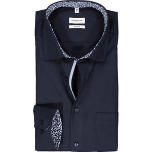 Seidensticker - Regular Fit Overhemd - Donkerblauw - 100% Katoen