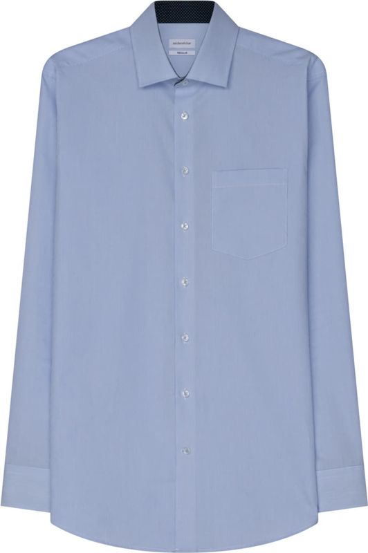 Seidensticker - Blauw Gestreept Overhemd - 100% Katoen - Kent Kraag - Lange Mouwen