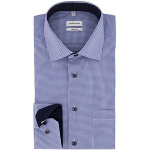 Seidensticker - Overhemd - Donkerblauw - Katoen - Regular Fit