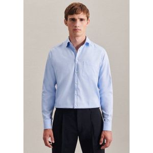 Seidensticker - Herenoverhemd - Blauw - 100% Katoen - Strijkvrij