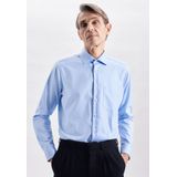 Seidensticker - Herenoverhemd - Blauw - 100% Katoen - Strijkvrij