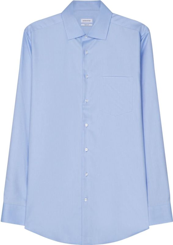 Seidensticker - Herenoverhemd - Blauw - 100% Katoen - Strijkvrij