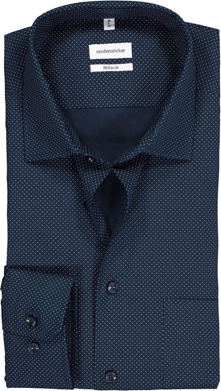 Seidensticker regular fit overhemd, blauw met wit gestipt