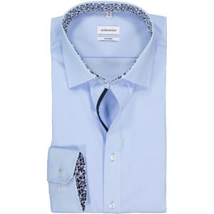 Seidensticker - Herenshirt - Lichtblauw - Popeline - Getailleerd