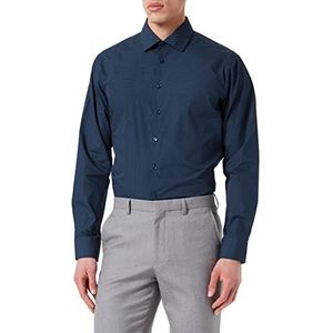 Seidensticker Zakelijk overhemd voor heren, shaped fit, strijkvrij, Kent-kraag, lange mouwen, print, 100% katoen, donkerblauw, 39