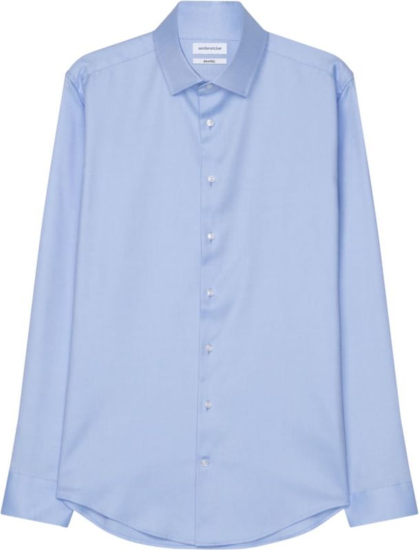 Seidensticker - Shaped Fit - Overhemd - Lichtblauw - Strijkvrij - Boordmaat: 37