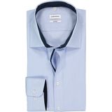 Seidensticker shaped fit overhemd, blauw met wit gestreept (contrast)