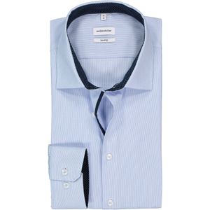 Seidensticker shaped fit overhemd, blauw met wit gestreept (contrast)