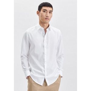 Seidensticker - Wit Effen Overhemd - 100% Katoen - Kent Kraag - Lange Mouwen