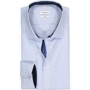 Seidensticker - Blauw Gestreept Overhemd - 100% Katoen - Kent Kraag