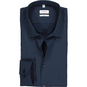 Seidensticker - Heren Overhemd - Donkerblauw - Slim Fit - Strijkvrij