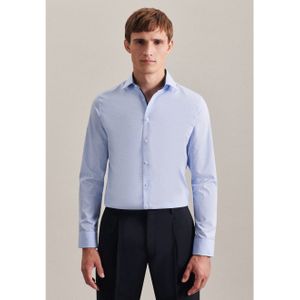 Seidensticker - Slim Fit Overhemd - Blauw met Wit Geruit - Strijkvrij - 100% Katoen