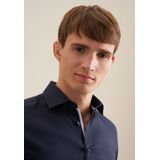 Seidensticker - Heren Overhemd - Donkerblauw - Slim Fit - Strijkvrij