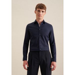 Seidensticker - Heren Overhemd - Donkerblauw - Slim Fit - Strijkvrij