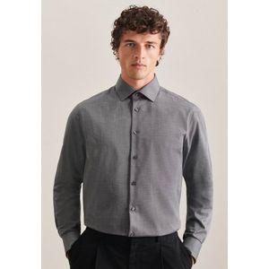 Seidensticker - Herenoverhemd - Donkergrijs - 100% Katoen