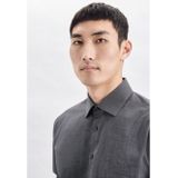 Seidensticker - Grijs Effen Overhemd - 100% Katoen - Kent Kraag - Lange Mouwen