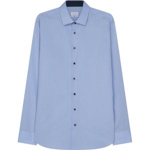 Seidensticker - Herenoverhemd - Blauw - Katoen - Kreuk- en Strijkvrij