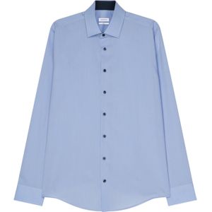 Seidensticker - Blauw Effen - Overhemd - 100% Katoen - Kent Kraag - Lange Mouwen
