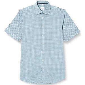 Seidensticker Men's Regular Fit Shirt met korte mouwen, turquoise, 38, turquoise, 38
