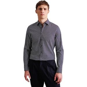 Seidensticker Herenoverhemd met lange mouwen, slim fit, donkerblauw, 36