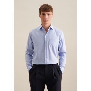 Overhemden - Middenblauw - Regular Fit - Kentkraag - Lange Mouwen