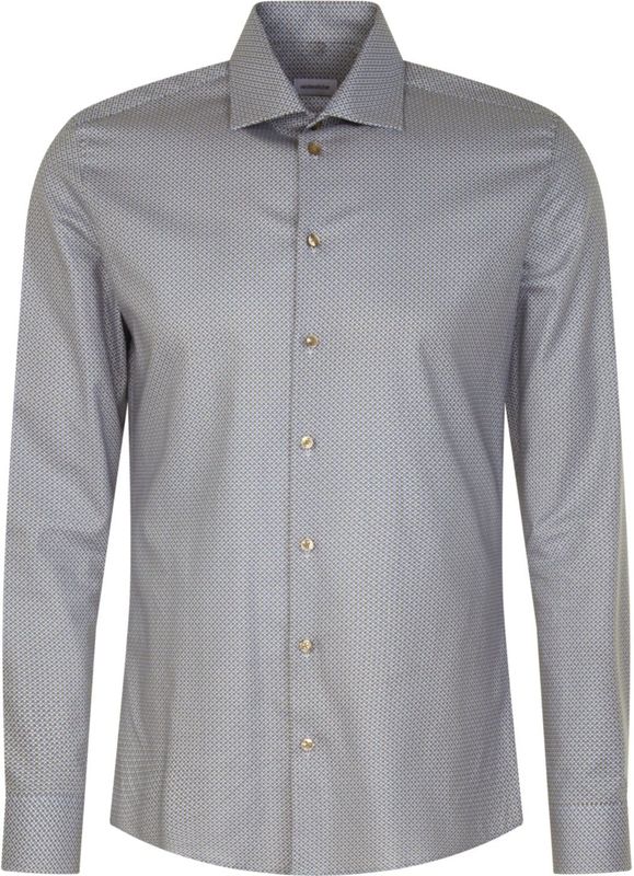 Seidensticker Zakelijk overhemd voor heren, slim fit, zacht, kent-kraag, lange mouwen, 100% katoen, zand, 36