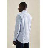 Seidensticker - Businessoverhemd - Middenblauw - Shaped 1/1 Kentkraag gestreept