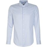 Seidensticker - Businessoverhemd - Middenblauw - Shaped 1/1 Kentkraag gestreept