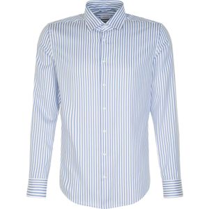 Seidensticker - Businessoverhemd - Middenblauw - Shaped 1/1 Kentkraag gestreept
