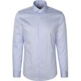 Seidensticker - Slim Fit - Herenoverhemd - Blauw - 100% Katoen, Kent Kraag, Lange Mouwen