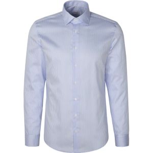 Seidensticker - Slim Fit - Herenoverhemd - Blauw - 100% Katoen, Kent Kraag, Lange Mouwen