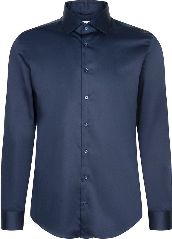 Seidensticker - Zakelijk Herenhemd - Blauw - Slim Fit - Lange Mouwen - 100% Katoen