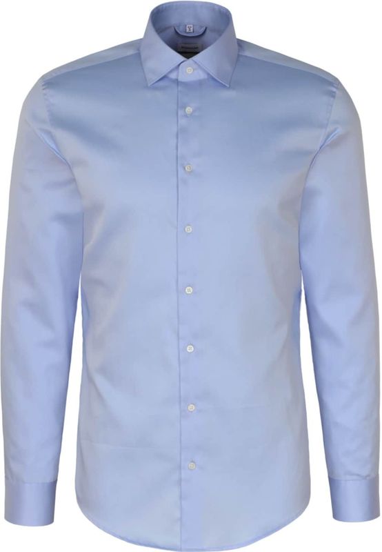 Seidensticker - Herenoverhemd - Lichtblauw - 100% Katoen - Shaped Pasvorm