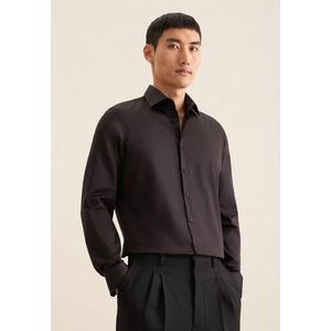 Seidensticker - Businesshemd - Zwart - 100% Katoen - Shaped Pasvorm