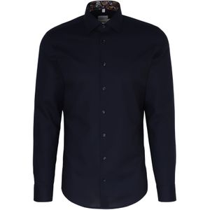 Seidensticker - Overhemd - Blauw - Katoen - Strijkvrij