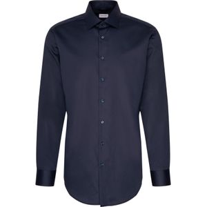 Seidensticker - Herenoverhemd - Blauw - 100% Katoen - Regular Fit